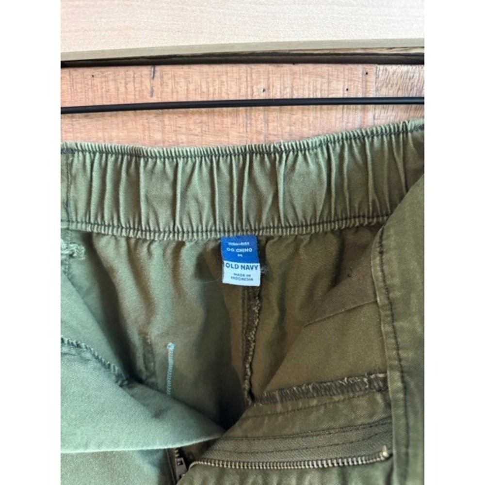 Unique upcycled Old Navy Chino Olive Green Boho Patchwork Pants Womens Medium - Picture 6 of 7